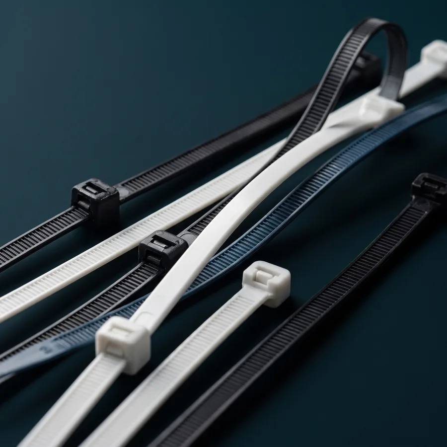 Cable ties in the house palette, close macro