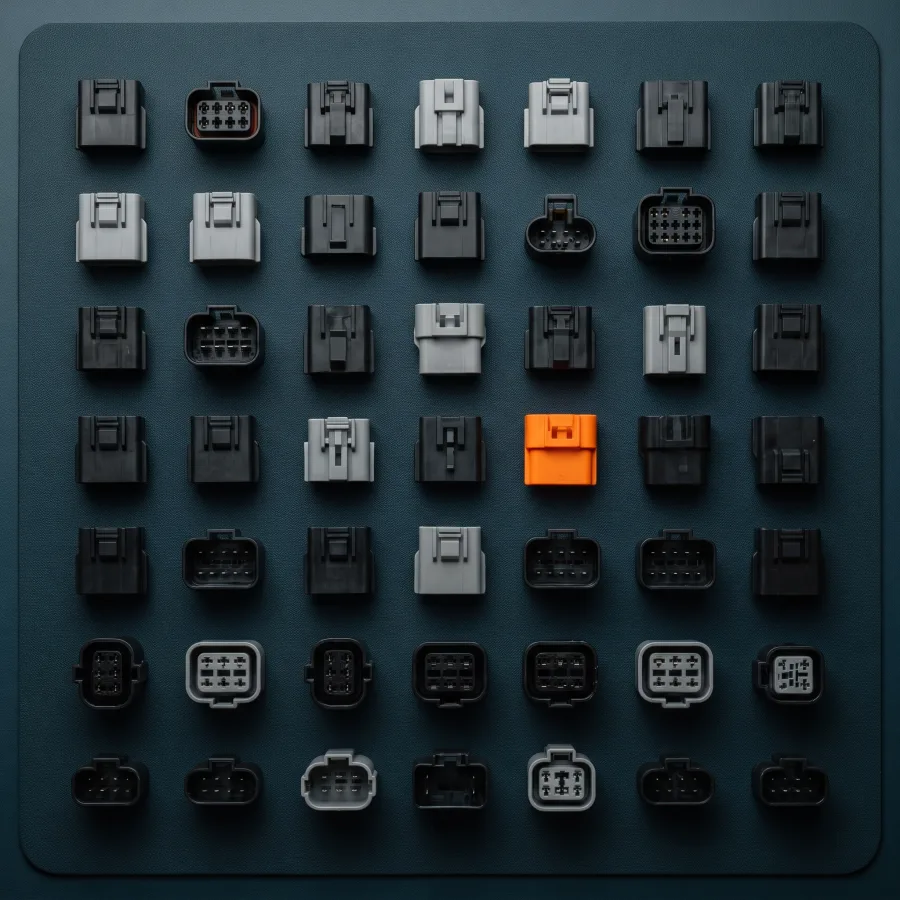Connector families arranged in a grid